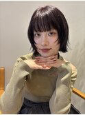 アンニュイボブ*顔周りレイヤー*前髪カット*前髪ありボブ*丸顔