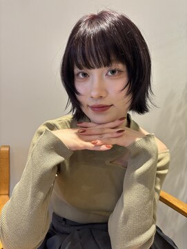 ケーツー 谷町(K-two) アンニュイボブ*顔周りレイヤー*前髪カット*前髪ありボブ*丸顔