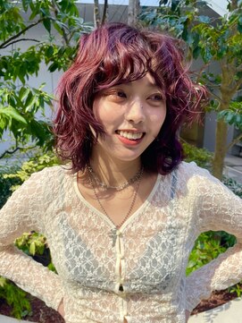 スタニング 渋谷(STUNNING.) レイヤーボブ/顔まわりレイヤー/ボルドーカラー/グランジ