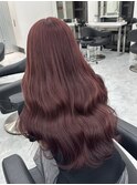 ブリーチなしWカラーで作るwine red♪