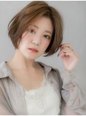 ミルクティーブラウンプードルパーマ抜け感ボブX戸田公園30代