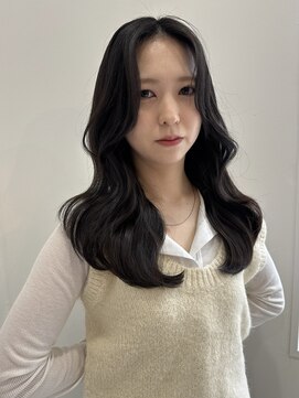 シクネ 新潟駅 万代(SHICUNE) 【新潟駅前】ロングレイヤー　ブルーブラック　韓国ヘア