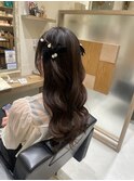 ハーフツイン　お呼ばれヘア