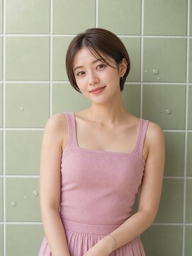 ヘアーサロン 6(hair salon) サイド流しすっきりハンサムショート×ダークブラウン