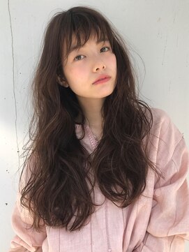 ラグ(log) シースルーバングほつれウェーブロング