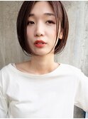 #ボブ#前髪なしボブ#ブラウンカラー