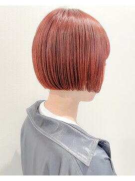 ヒビヲ(HIBIO) ダブルカラーオレンジベージュオレンジカラーケアブリーチボブ