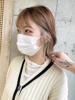 インナーカラー外ハネボブダブルカラーケアブリーチハイライト