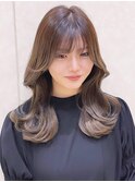 上品レイヤースタイル*くびれヘア*韓国ヘア*オリーブベージュ
