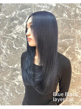 ラピス 大阪アメ村店(Lapis) 【韓国風ブルーブラック】レイヤーカット