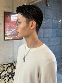 アップバング　スリックバック　メンズショート