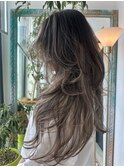 レイヤーカット×ハイライト×ホワイトアッシュ(a)
