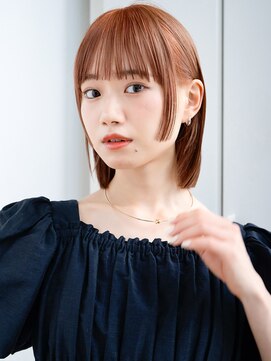 エインアンリー 明治神宮前(AIN.ANLY.) 1ぱっつん前髪流し前髪鎖骨ミディアムボブ耳かけボブパーマ小顔