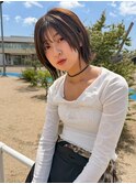 ブラウンカラー×顔周りレイヤー