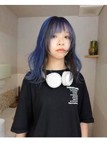 ネルケ 立川(nelke)&nbsp;ディープブルーインナーカラー顔周りレイヤーダブルカラー立川