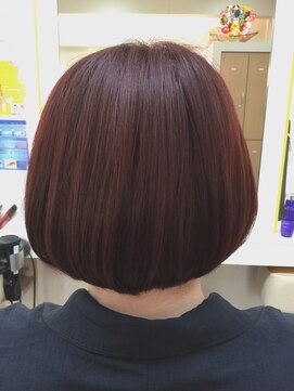 ヘアデザイン ラポール 茨木店(hair design Rapport) ドーリーローズモーブカラーでマニッシュな大人かわいい艶ボブ