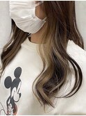 20代30代伸ばしかけインナーカラーベージュ外ハネ無造作