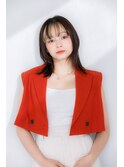 前髪インナーカラー×ナチュラル外はね