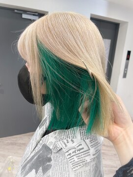 ルーブ トウキョウ(Loob. TOKYO) ホワイトミルクティー.インナーグリーン.【デザインカラー池袋】