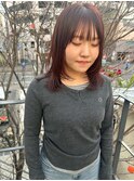ミディアムレイヤーにワインレッドカラー