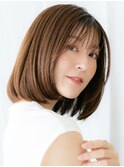 乾かすだけモカブラウン艶感ストレートボブe古河20代30代40代