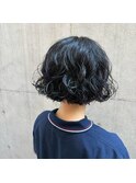 黒髪ボブルフネビージュ小顔ヘアワンレン