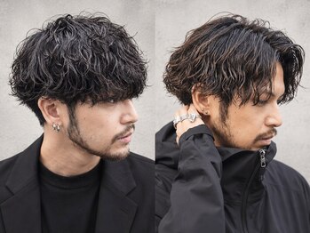 ノードオム 栄(NODE HOMME)の写真/《*上げと下ろしの2WAYスタイル*》波巻きパーマは、パーマ初心者もチャレンジしやすい垢抜けメンズパーマ*