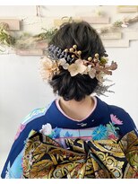 加賀友禅で成人式アップヘア