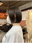 ぷつっとボブオリーブグレージュカラーミニボブ前下がりボブ岡山