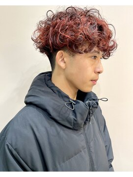 イギー(igggy) マッシュショート×レッドデザイン×パーマ