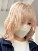ホワイトベージュ×ポイントカラー 新宿駅/アンブレラカラー