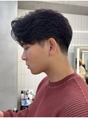 メンズセンターパート