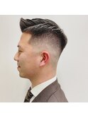 フェードカットスリークショートかき上げ七三分けk