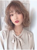 デザインカラー/シルキーベージュ/グレージュカラー/斜めバング