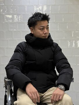 メリケンバーバーショップ フクオカ(MERICAN BARBERSHOP FUK) 波巻き束感ショートツーブロックマッシュアップバングコンマヘア