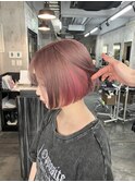 長崎ハイトーンボブ ピンクベージュ×ピンク