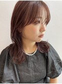 顔まわりカット/顔まわりレイヤー/ピンクブラウン/梅田美容室