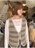 ミルクティーベージュ/ボブ/岡山/岡山サロン