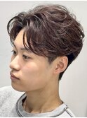 渋谷ニュアンスフェザーパーマ毛流れセンターパートツーブロック