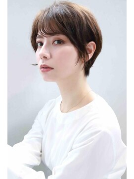 ムウ 難波(MOU) クールショートボブ前髪イメチェンピンクベージュ30代40代50代