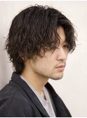 センターパートフェザーパーマシャドウパーマメンズパーマ