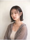 外ハネミディアムヘア/小顔似合わせカット/黒髪/天使の輪/ツヤ髪