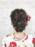 【☆】浴衣編みこみヘアアレンジ・ヘアセット 着物ヘア