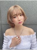 ミニウルフ/くすみブルー/流れるレイヤー/インナーハイライト