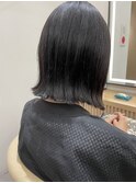 縮毛矯正 切りっぱなしボブ アッシュカラー