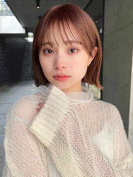 ガーデンヨコハマ(GARDEN YOKOHAMA) 切りっぱなしタッセルボブ似合わせカット小顔ヘアピンクベージュ