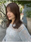 レイヤー/ミディアム・ロング/20代/顔周り/ブラウンベージュ