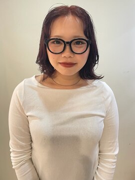 パーミル ヘア クマモト(permille ‰ hair Kumamoto) ワインレッド×パーマ