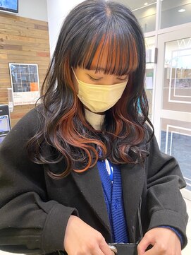 ナンバーセブン(N7) 顔まわりインナーカラー×オレンジ