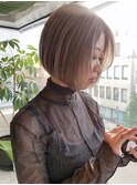 ミルクティーベージュダブルカラーブロンドベージュミニボブ